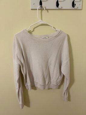 Vince Off-White Crewneck Waffle Knit Sweater